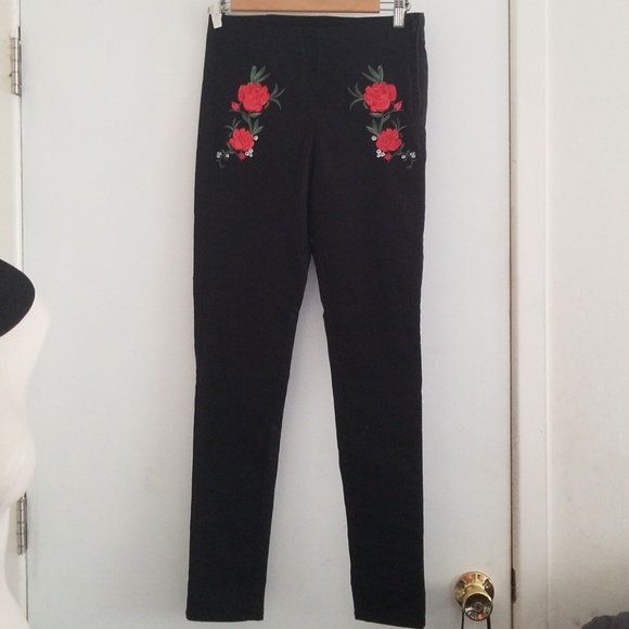h&m embroidered jeans